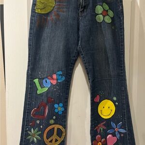 Salt Works Colorful Graphic Flare Jeans